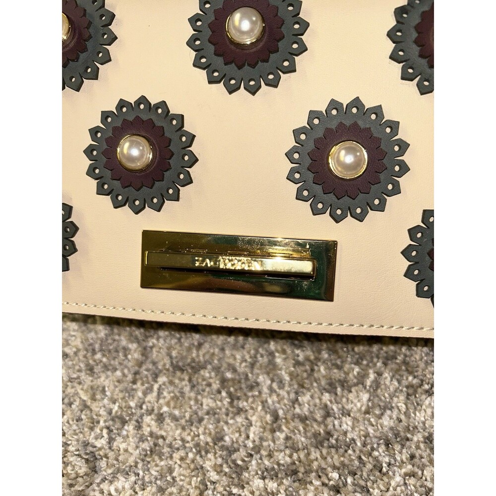 ZAC Zac Posen Earthette Pearl Floral Applique Bellini Leather Crossbody Bag - Picture 5 of 15
